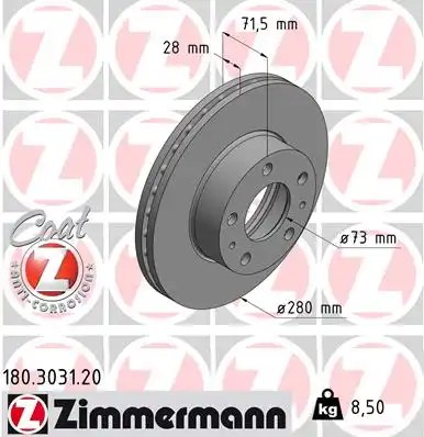 тормозные диски ZIMMERMANN 180.3031.20