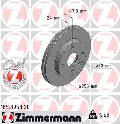 185.3953.20 ZIMMERMANN тормозные диски