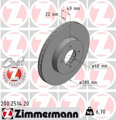 200.2514.20 ZIMMERMANN тормозные диски