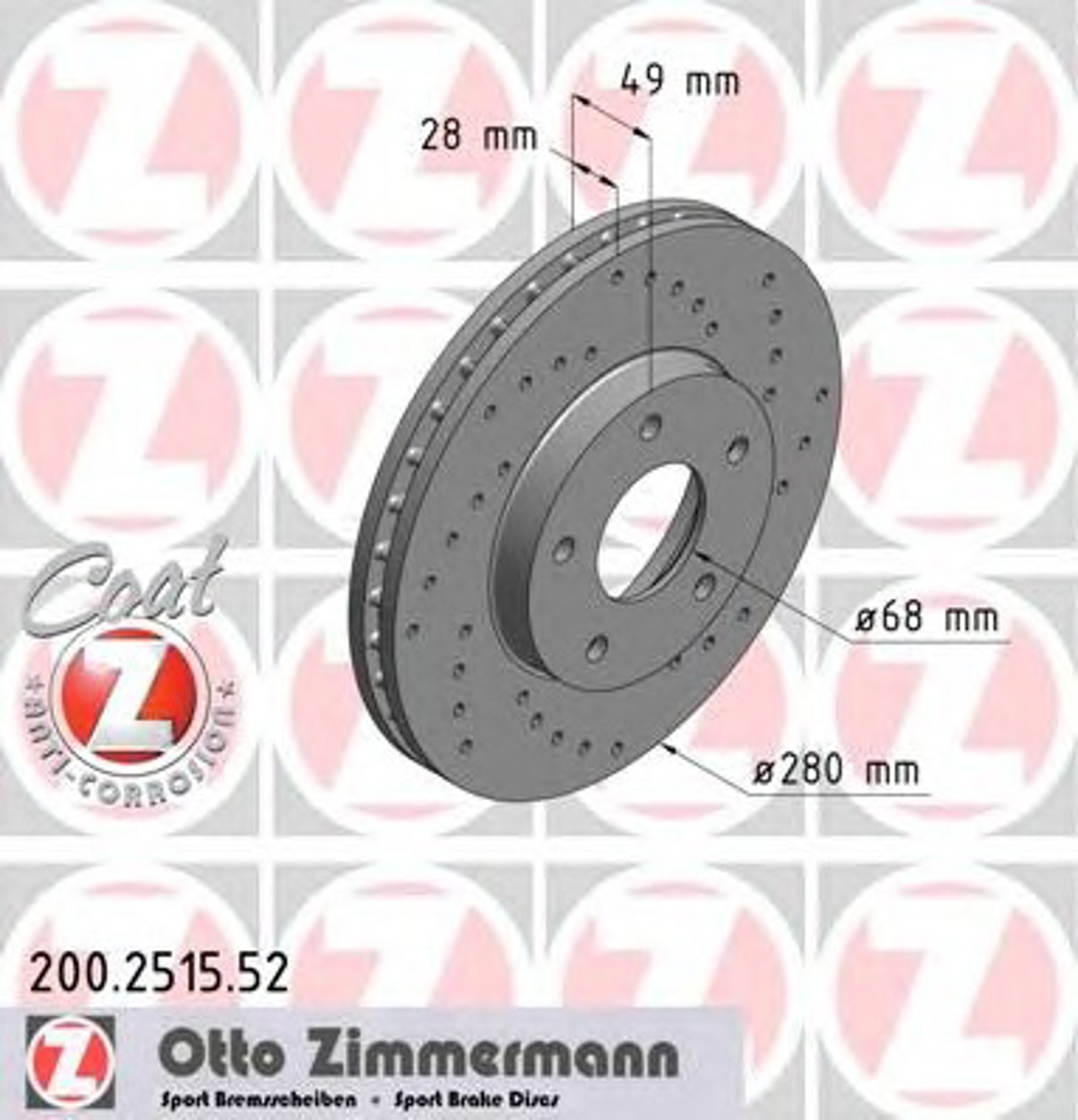 200.2515.52 ZIMMERMANN Диск тормозной