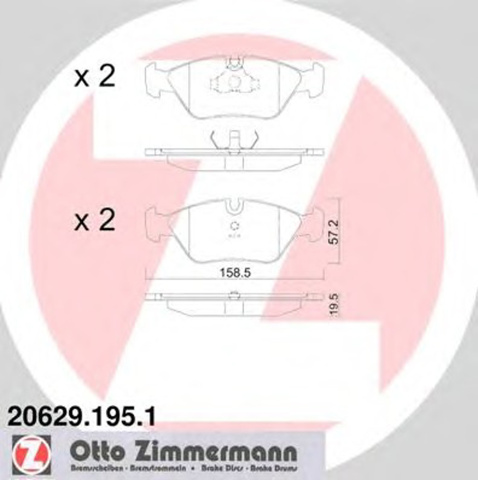 Колодки торм bmw e28/e30 m3 пер 79/91- ZIMMERMANN 20629.195.1