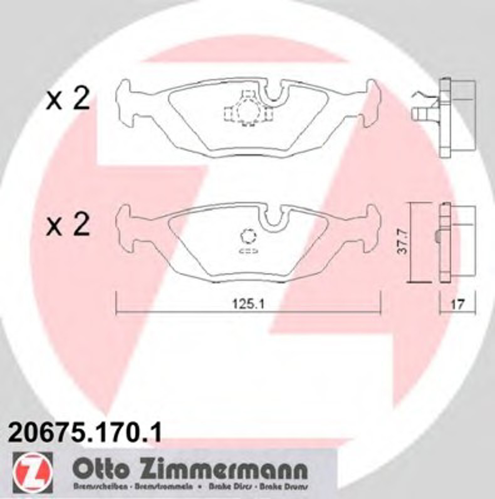 Колодки торм bmw e30 зад 79/91- ZIMMERMANN 20675.170.1