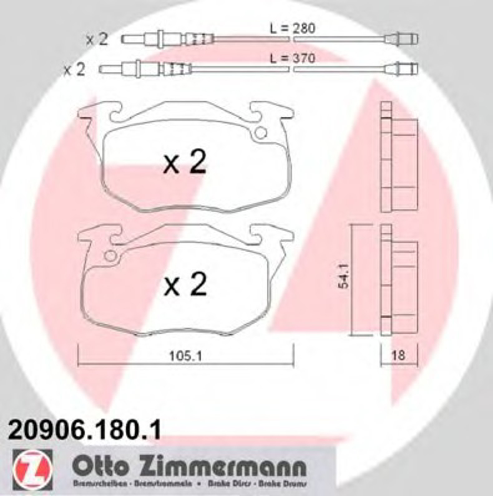 Колодки торм пер. pgt 306 (94-97) ZIMMERMANN 20906.180.1