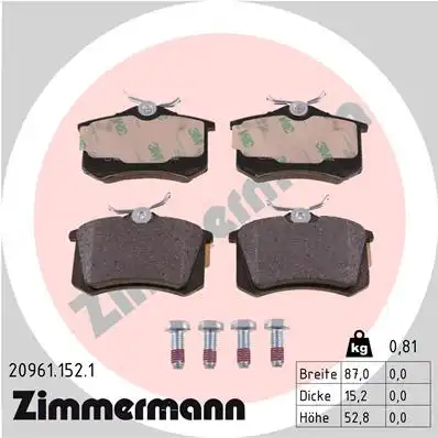 Тормозные колодки ZIMMERMANN 20961.152.1