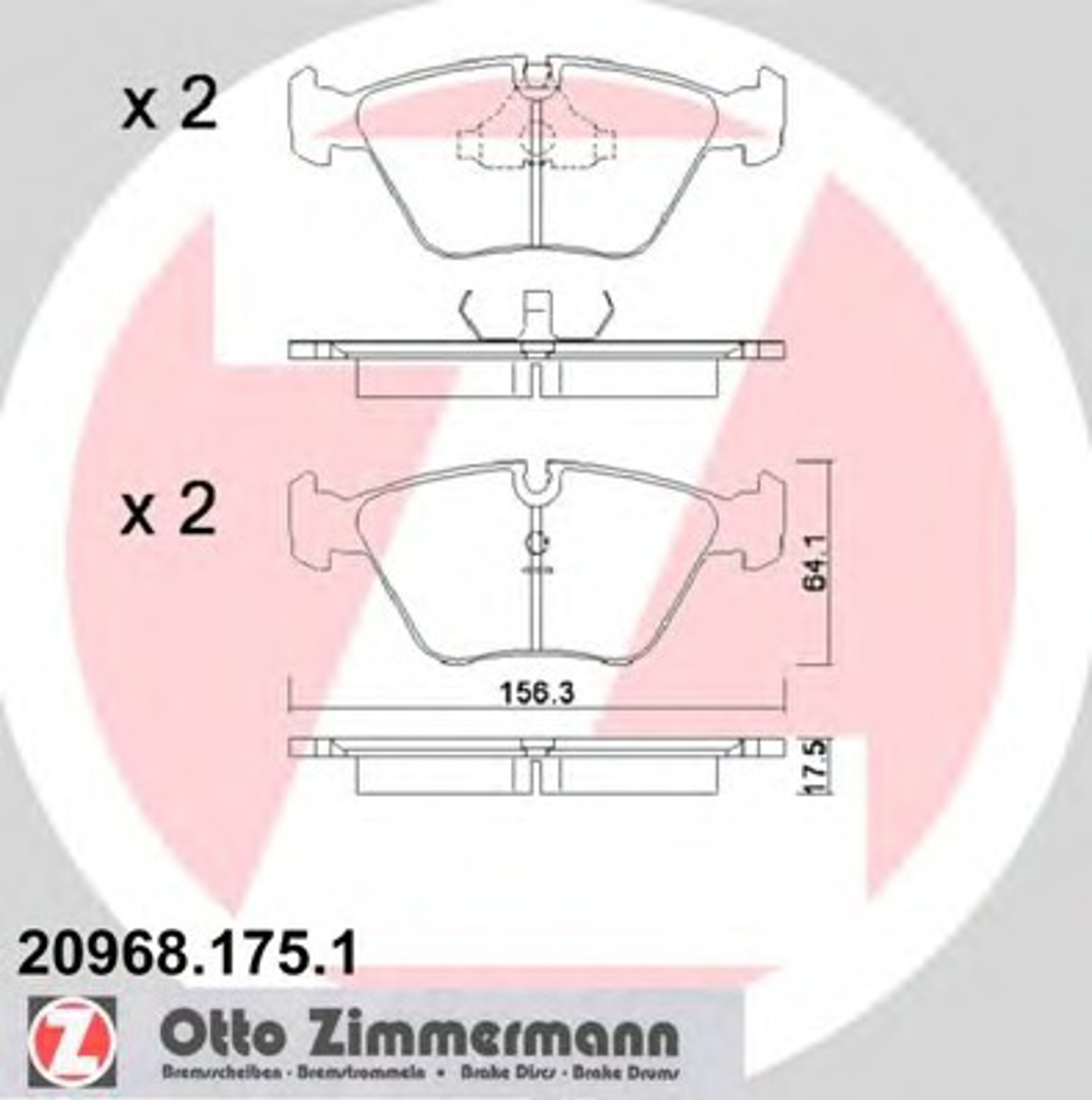 20968.175.1 ZIMMERMANN Колодки тормозные дисковые