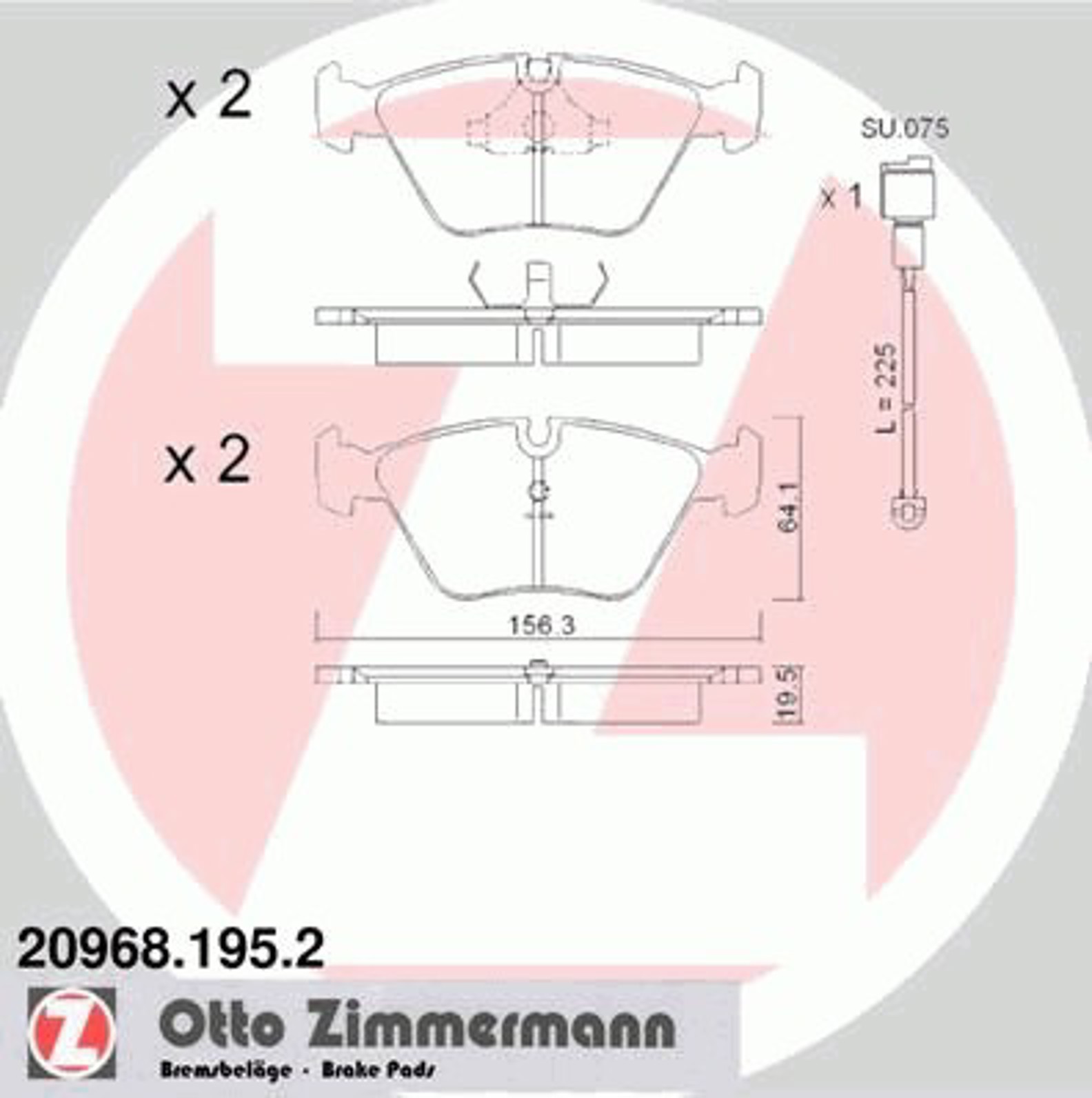 Колодки торм sbb bmw e34 1.8-2.5tds 89-95/e32 3.0-5.0 86-94 ZIMMERMANN 20968.195.2