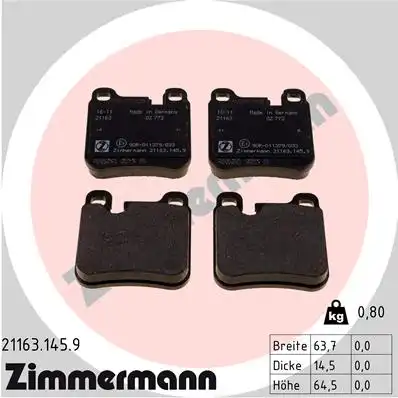 Тормозные колодки ZIMMERMANN 21163.145.9