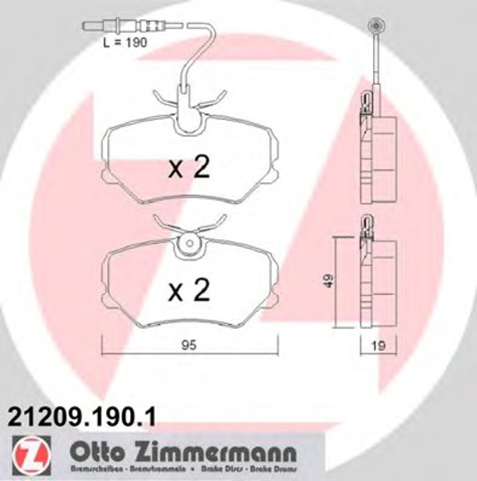 21209.190.1 ZIMMERMANN Колодки тормозные дисковые