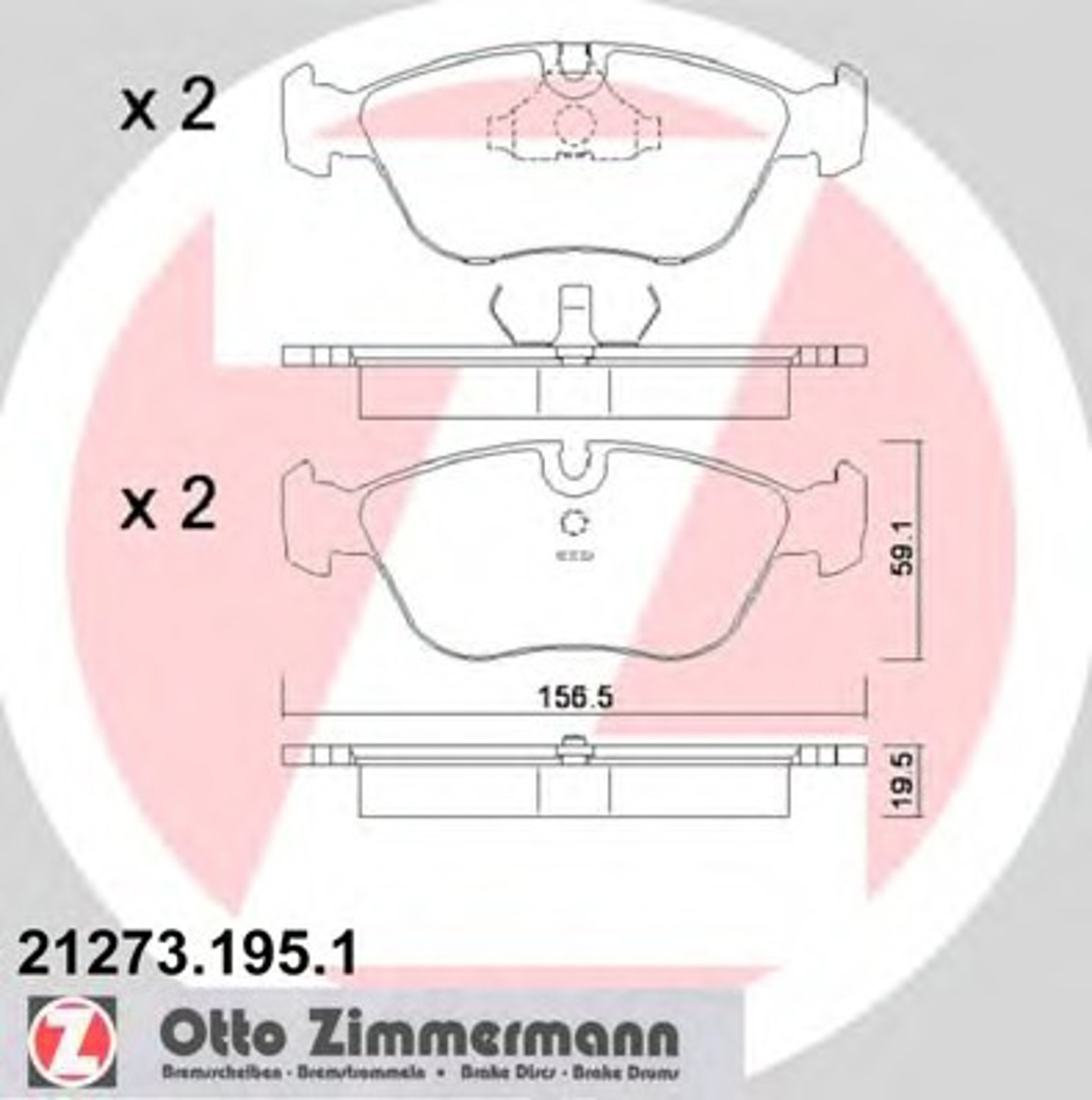 Колодки торм volv 850 20-25i 91- s 70/v 70 20i-25 пер 97/05- ZIMMERMANN 21273.195.1