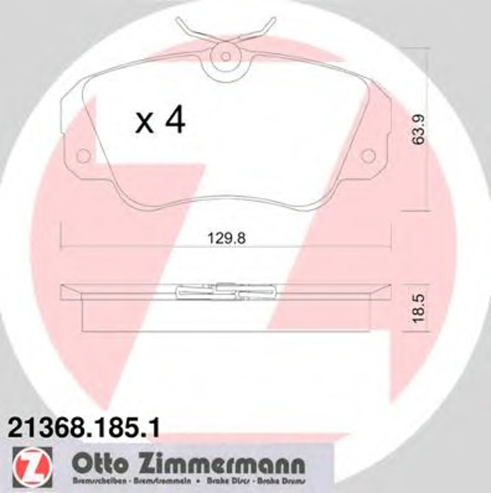 21368.185.1 ZIMMERMANN КОЛОДКИ ТОРМ OPEL OMEG B X20/X25XE/X30XE SENAT B C26NE/C30 F 94/03-<<