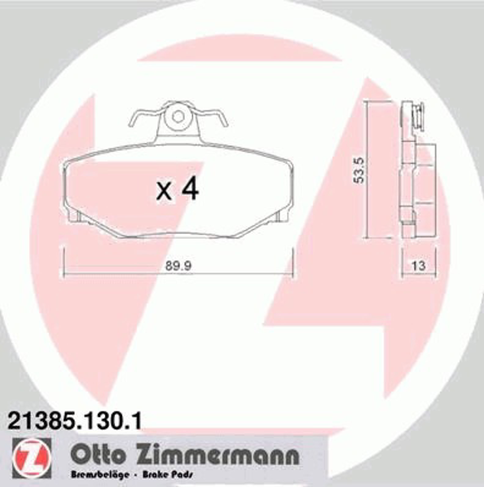 Колодки торм vol 740/940/960 84-96/v70 зад независимая подвеска ZIMMERMANN 21385.130.1