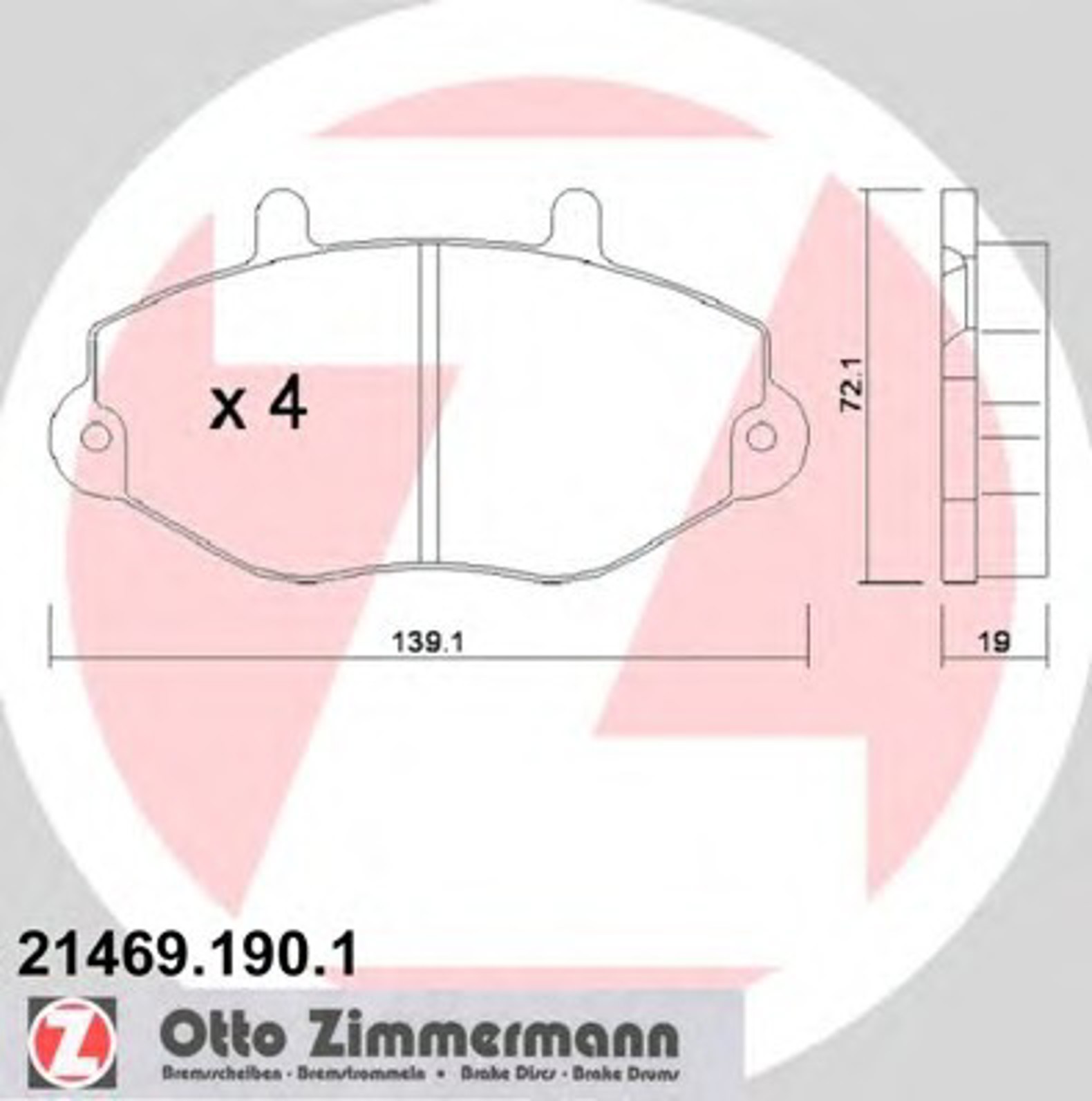 21469.190.1 ZIMMERMANN Колодки тормозные дисковые