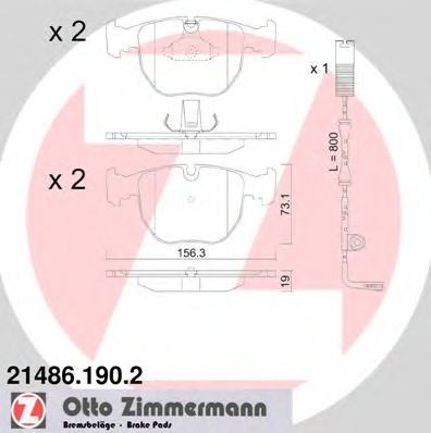 Колодки тормозные дисковые ZIMMERMANN 21486.190.2