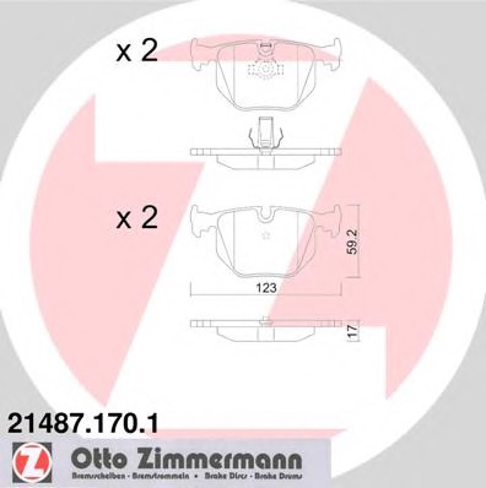 21487.170.1 ZIMMERMANN Тормозные колодки