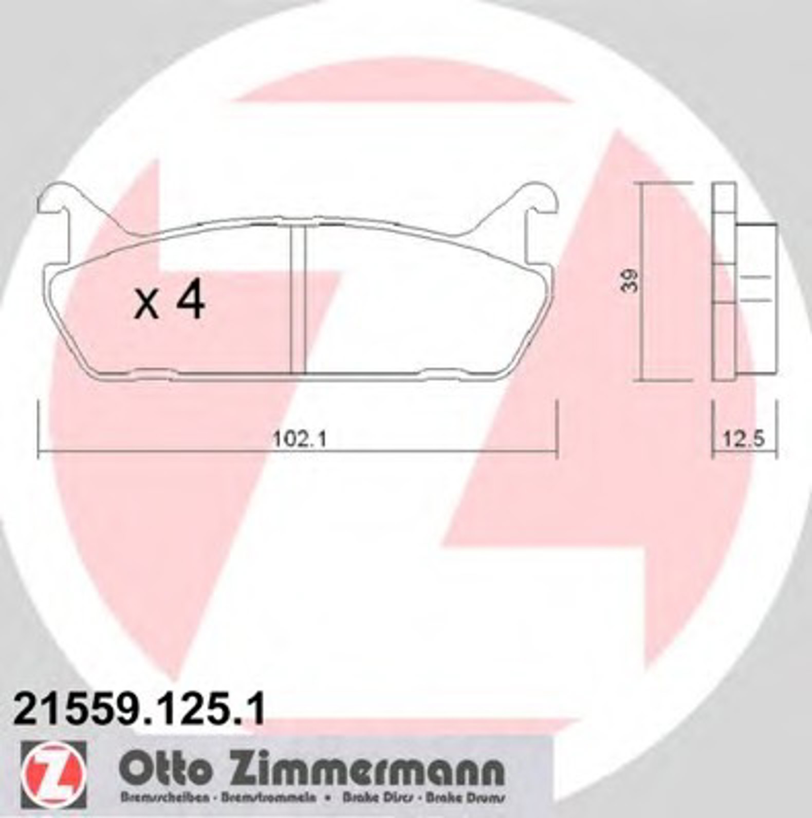 21559.125.1 ZIMMERMANN Комплект тормозных колодок, дисковый тормоз