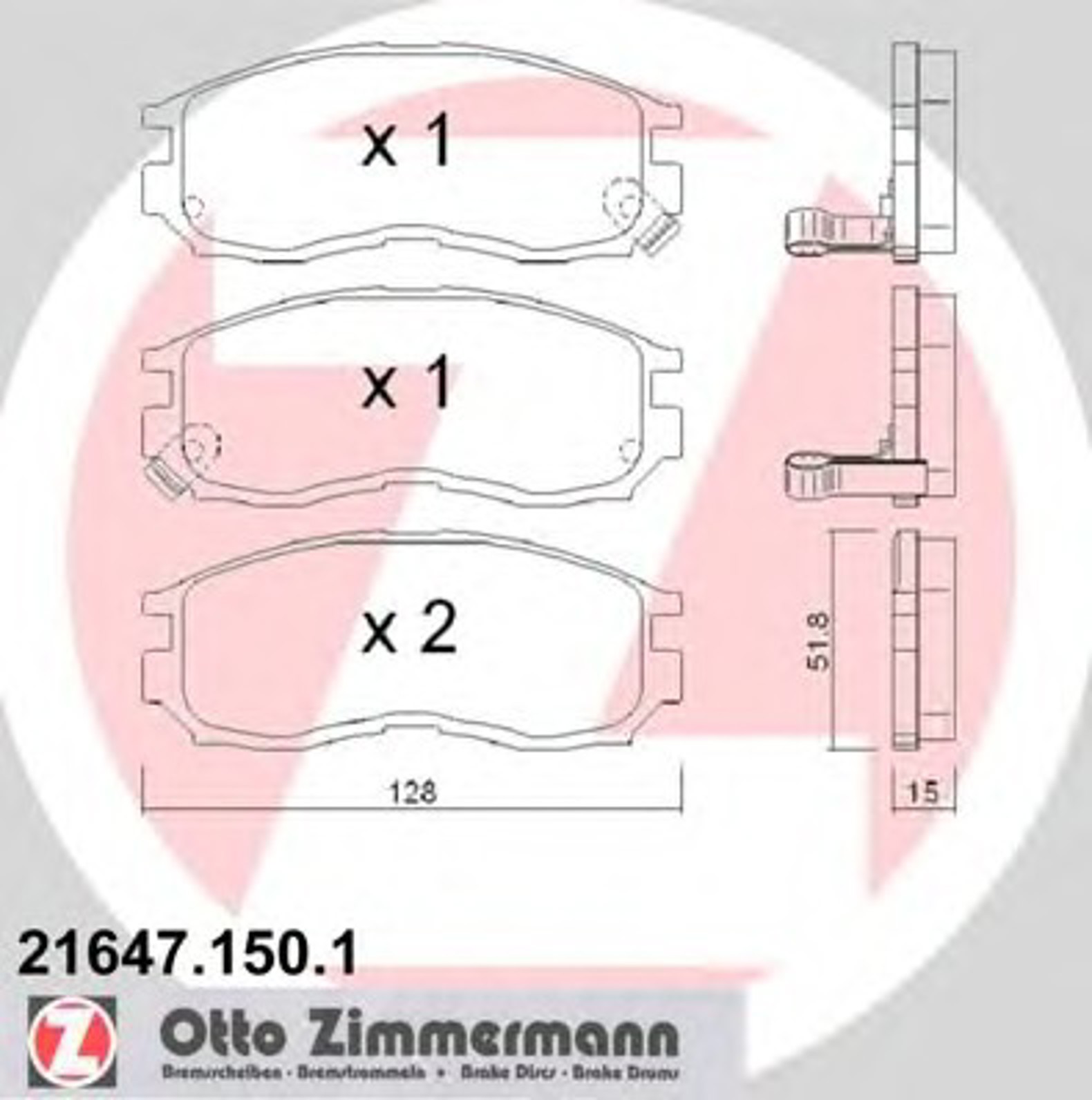 Колодки торм mits eclipse/galant/space wagon 88-00 пер ZIMMERMANN 21647.150.1