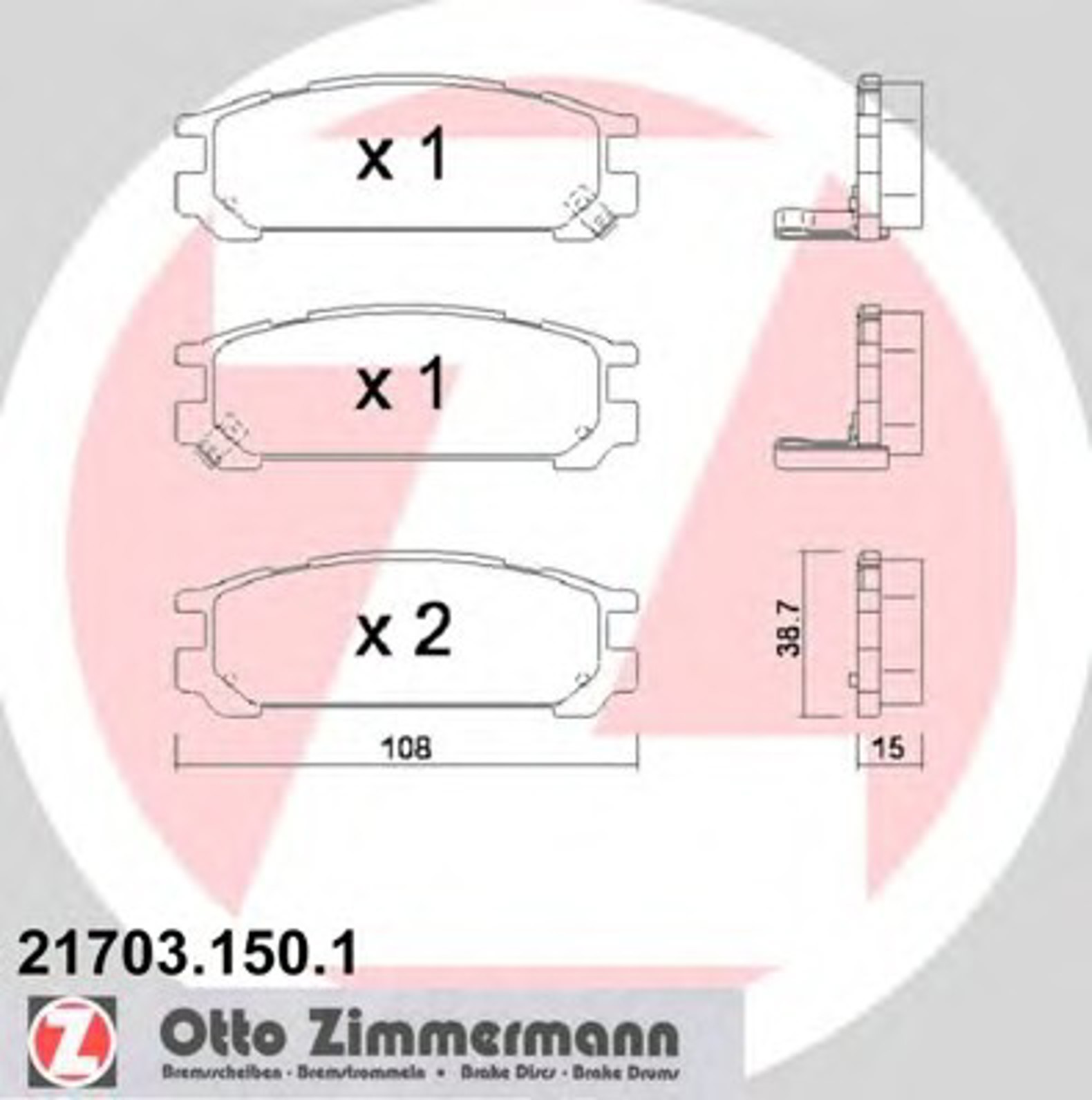 21703.150.1 ZIMMERMANN Колодки тормозные дисковые