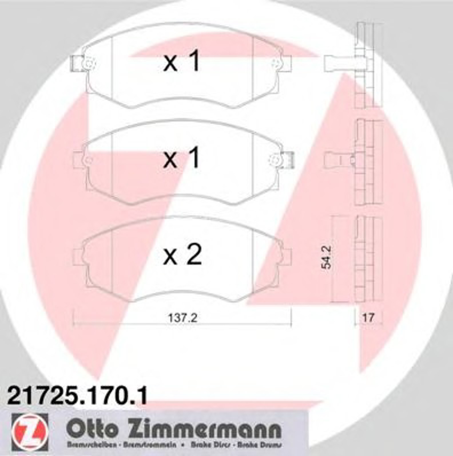 Колодки торм пер. niss primera kombi (90-) ZIMMERMANN 21725.170.1