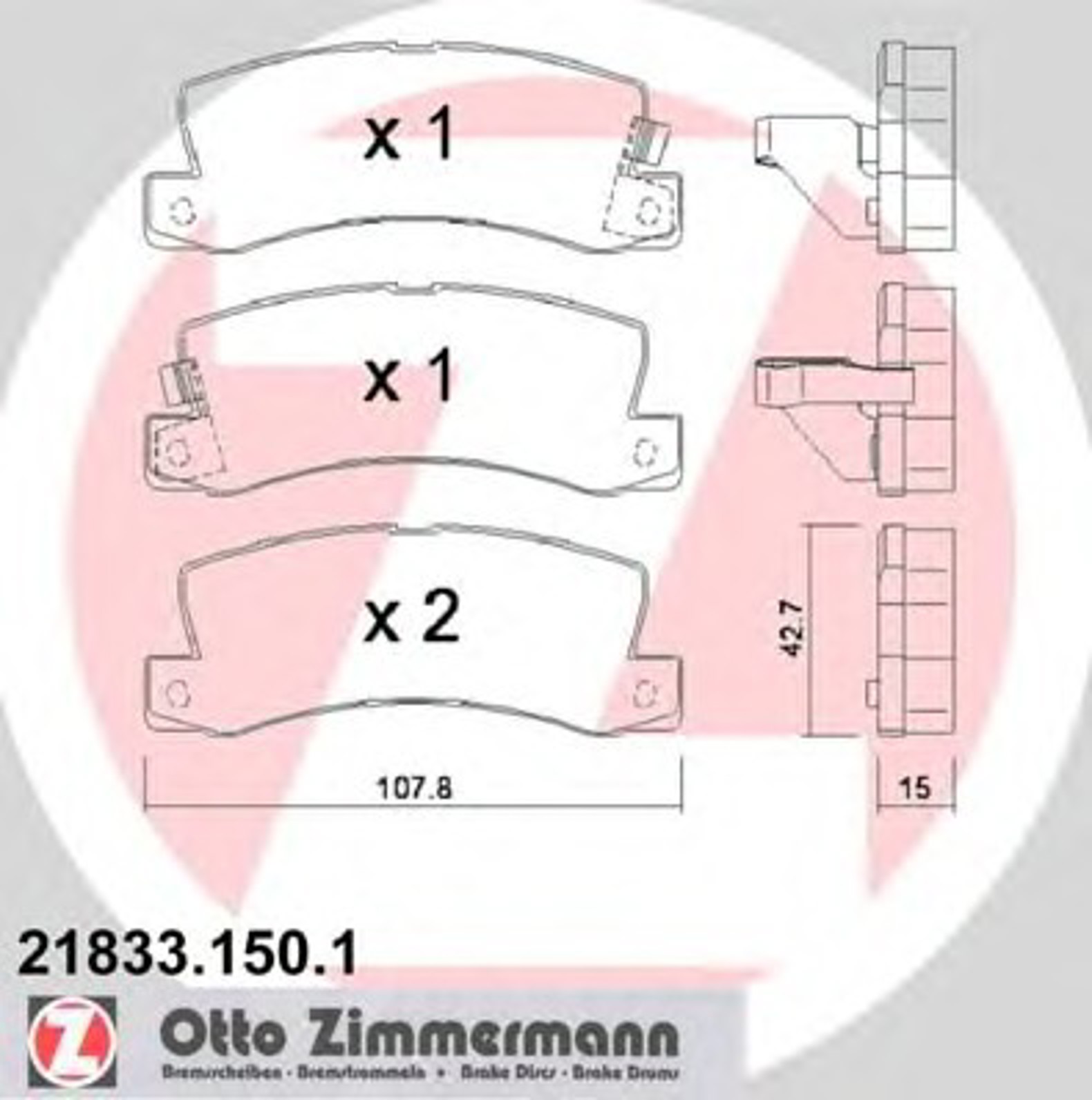 Колодки торм sbb lex/toyota camry 86-01/avensis/carina 87 ZIMMERMANN 21833.150.1