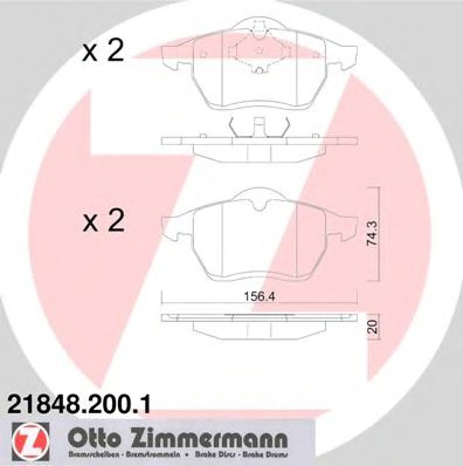 Колодки тормозные дисковые ZIMMERMANN 21848.200.1