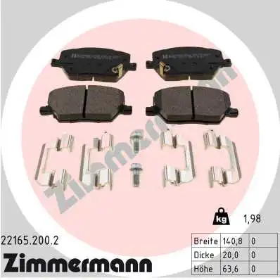 Тормозные колодки дисковые ZIMMERMANN 22165.200.2