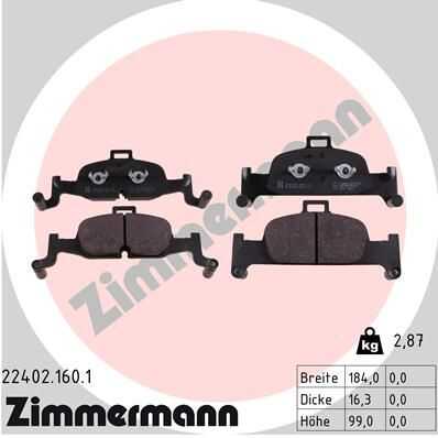Комплект тормозных колодок дискового тормоза ZIMMERMANN 22402.160.1