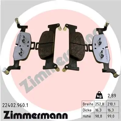 Колодки тормозные дисковые перед audi a4 a6 a7 q5 15- ZIMMERMANN 22402.960.1