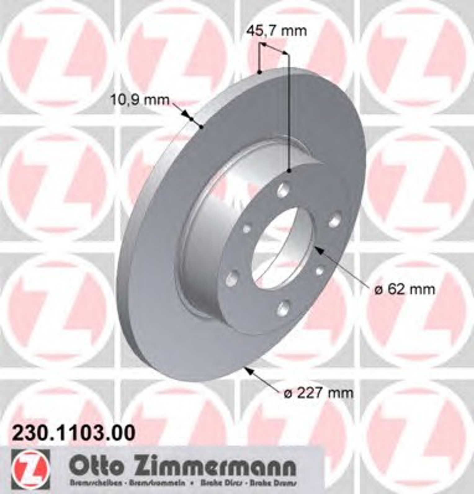 230.1103.00 ZIMMERMANN Диск тормозной