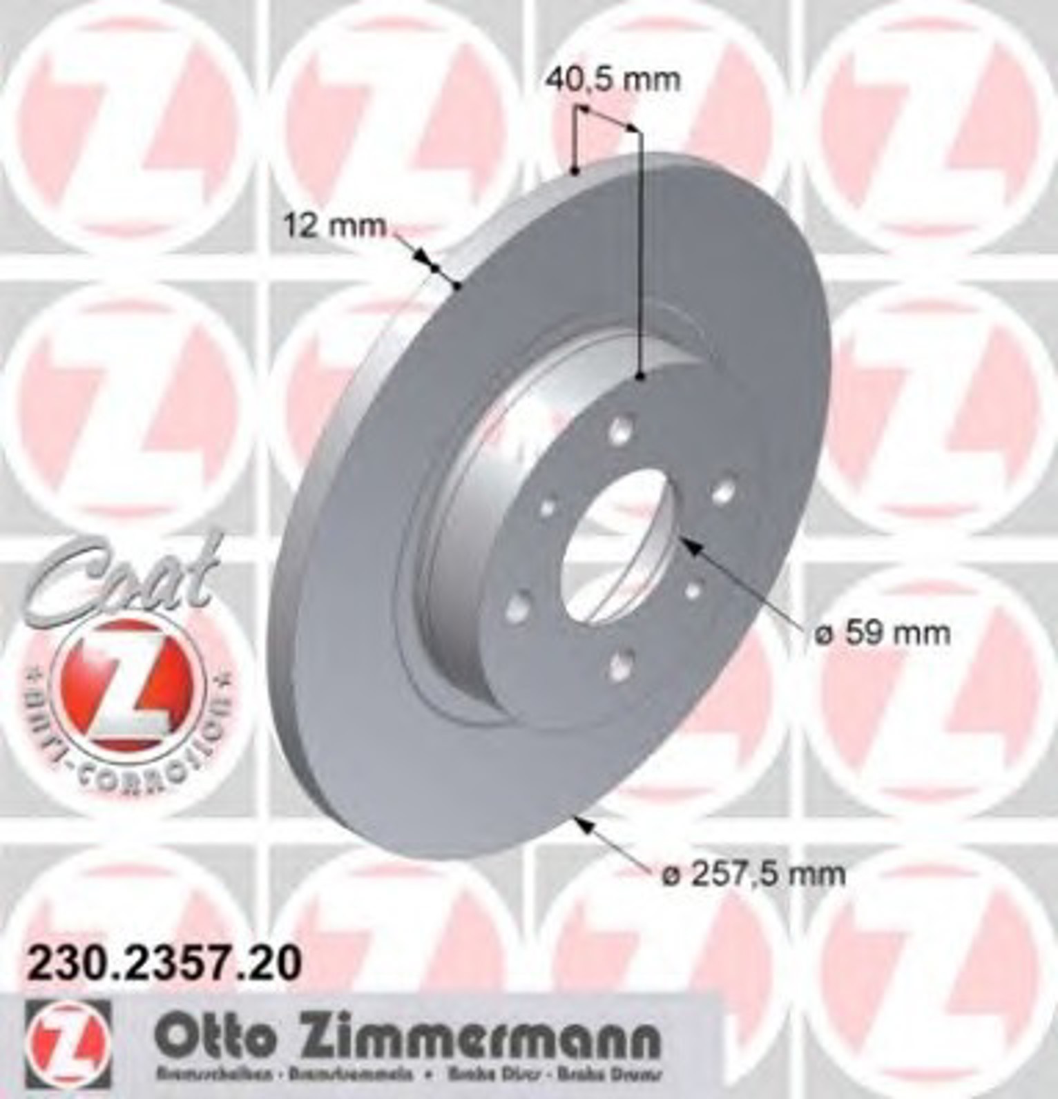 230.2357.20 ZIMMERMANN Диск тормозной