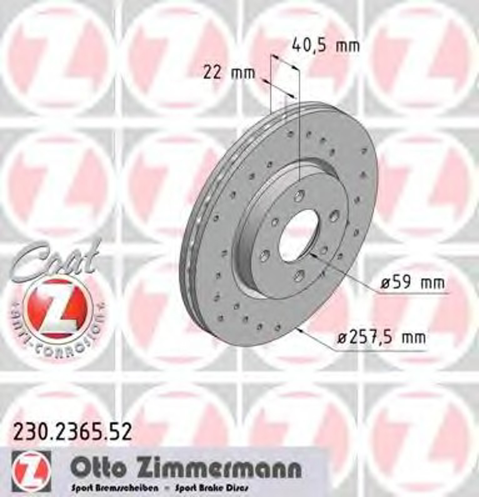 230.2365.52 ZIMMERMANN Диск тормозной