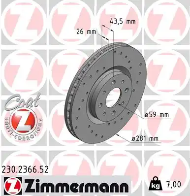 230.2366.52 ZIMMERMANN тормозные диски