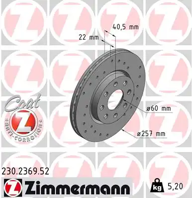 тормозные диски ZIMMERMANN 230.2369.52