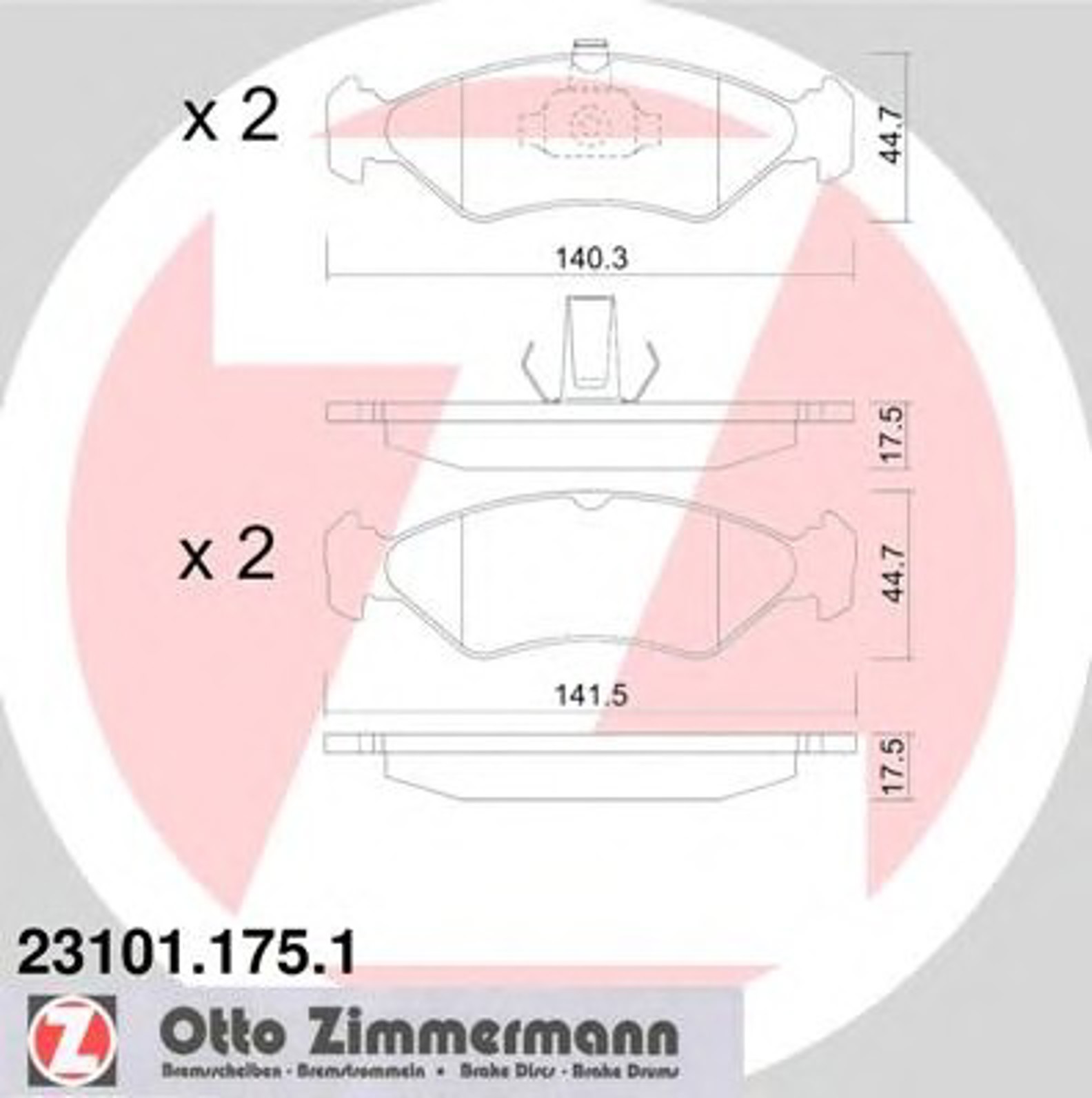 Колодки торм ford fiesta 89-02 пер ZIMMERMANN 23101.175.1