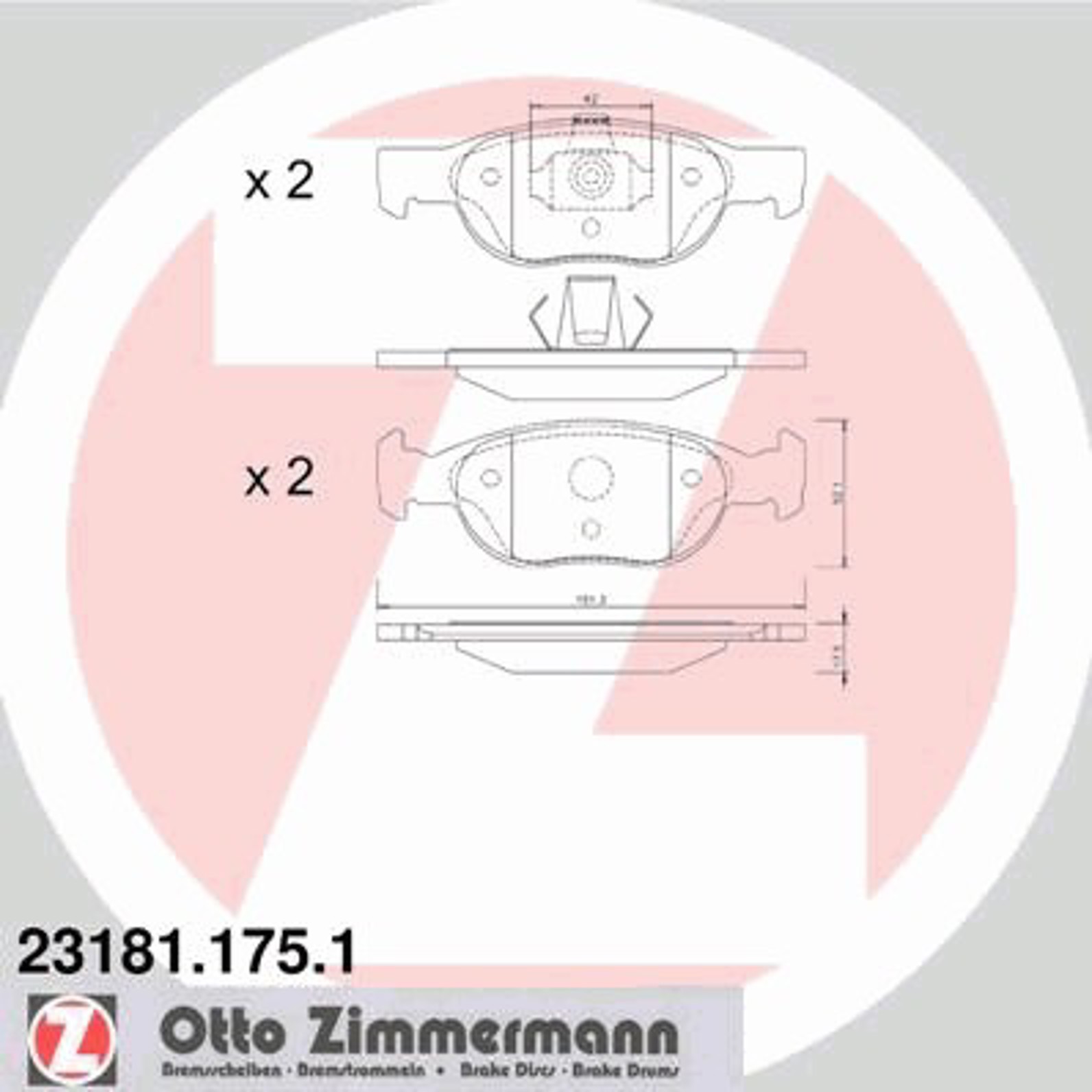 Колодки торм sbb fiat/lanc ZIMMERMANN 23181.175.1