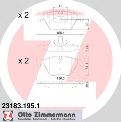 Комплект тормозных колодок дискового тормоза ZIMMERMANN 23183.195.1