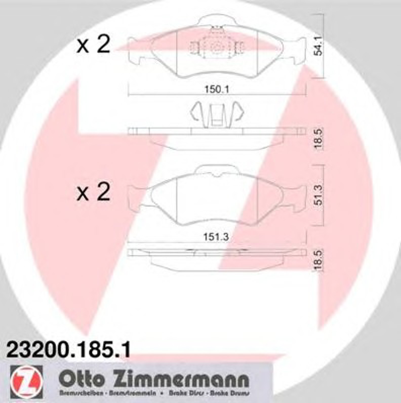 23200.185.1 ZIMMERMANN КОЛОДКИ ТОРМ FORD FIESTA/KA, 95-08