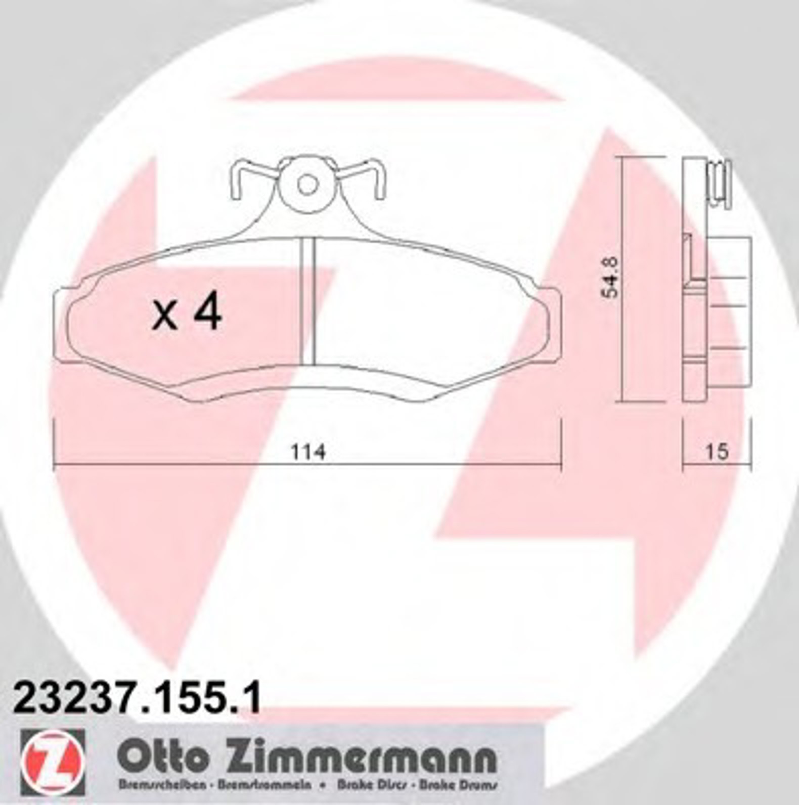 23237.155.1 ZIMMERMANN Комплект тормозных колодок, дисковый тормоз