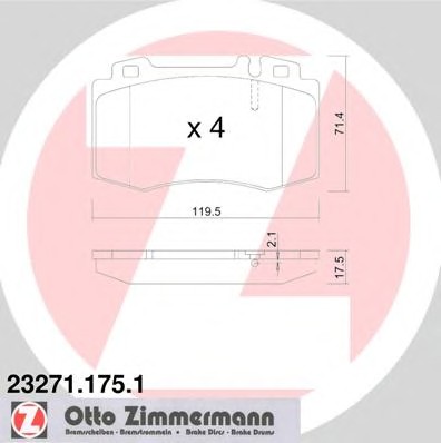 23271.175.1 ZIMMERMANN Колодки тормозные дисковые