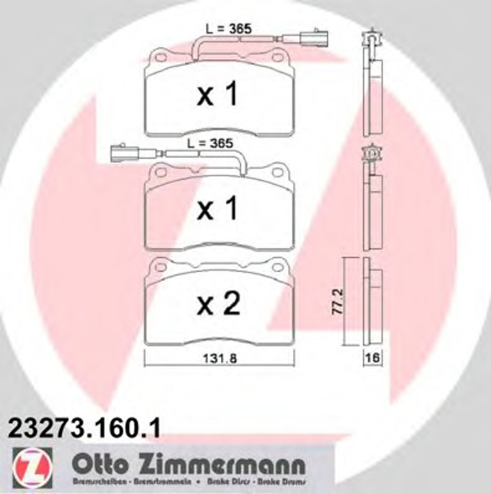 Колодки торм sbb alfa ZIMMERMANN 23273.160.1