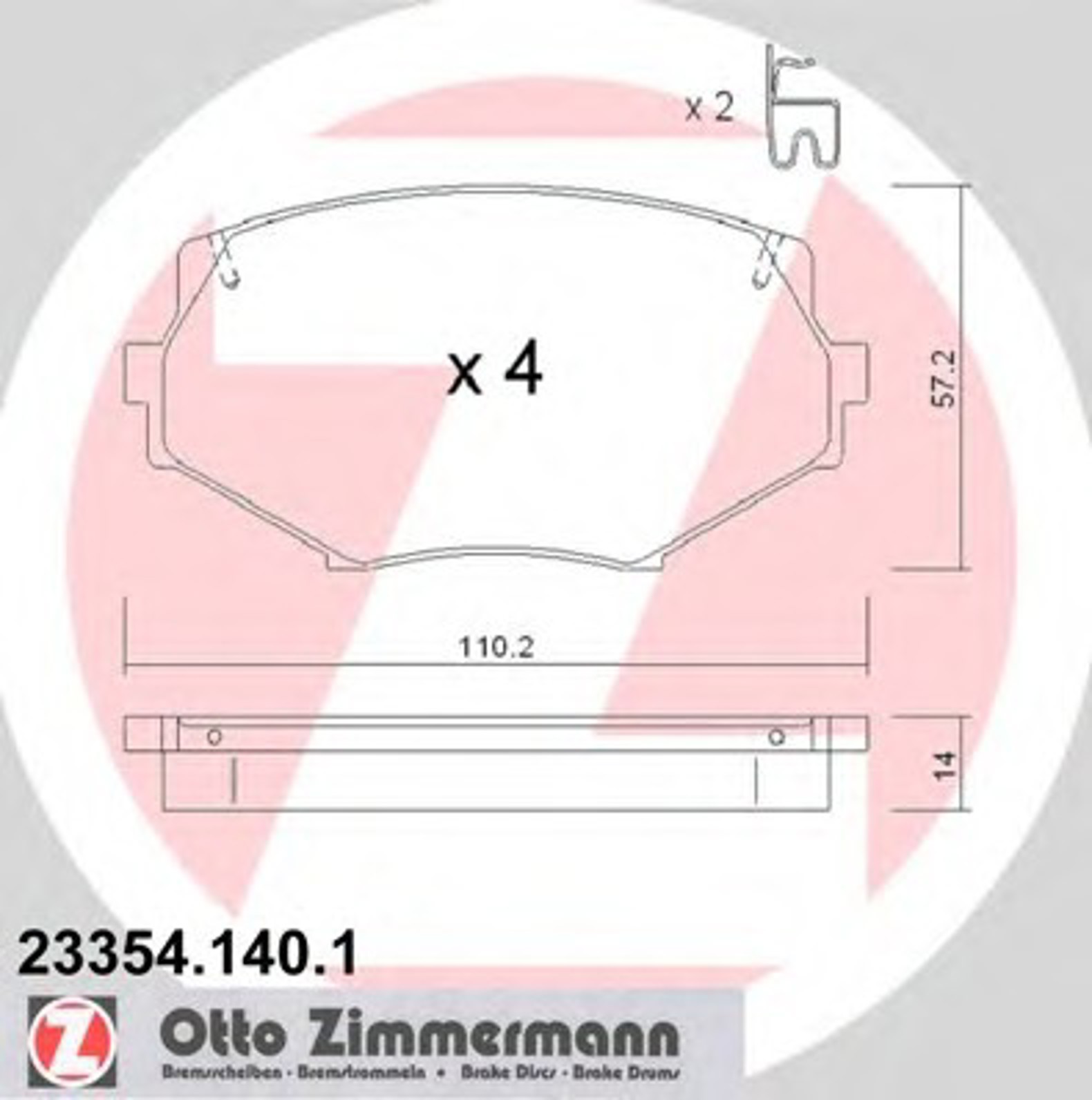 Колодки торм sbb maz ZIMMERMANN 23354.140.1