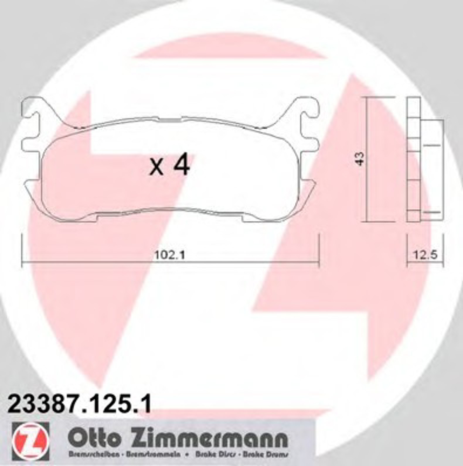 Колодки торм sbb maz ZIMMERMANN 23387.125.1