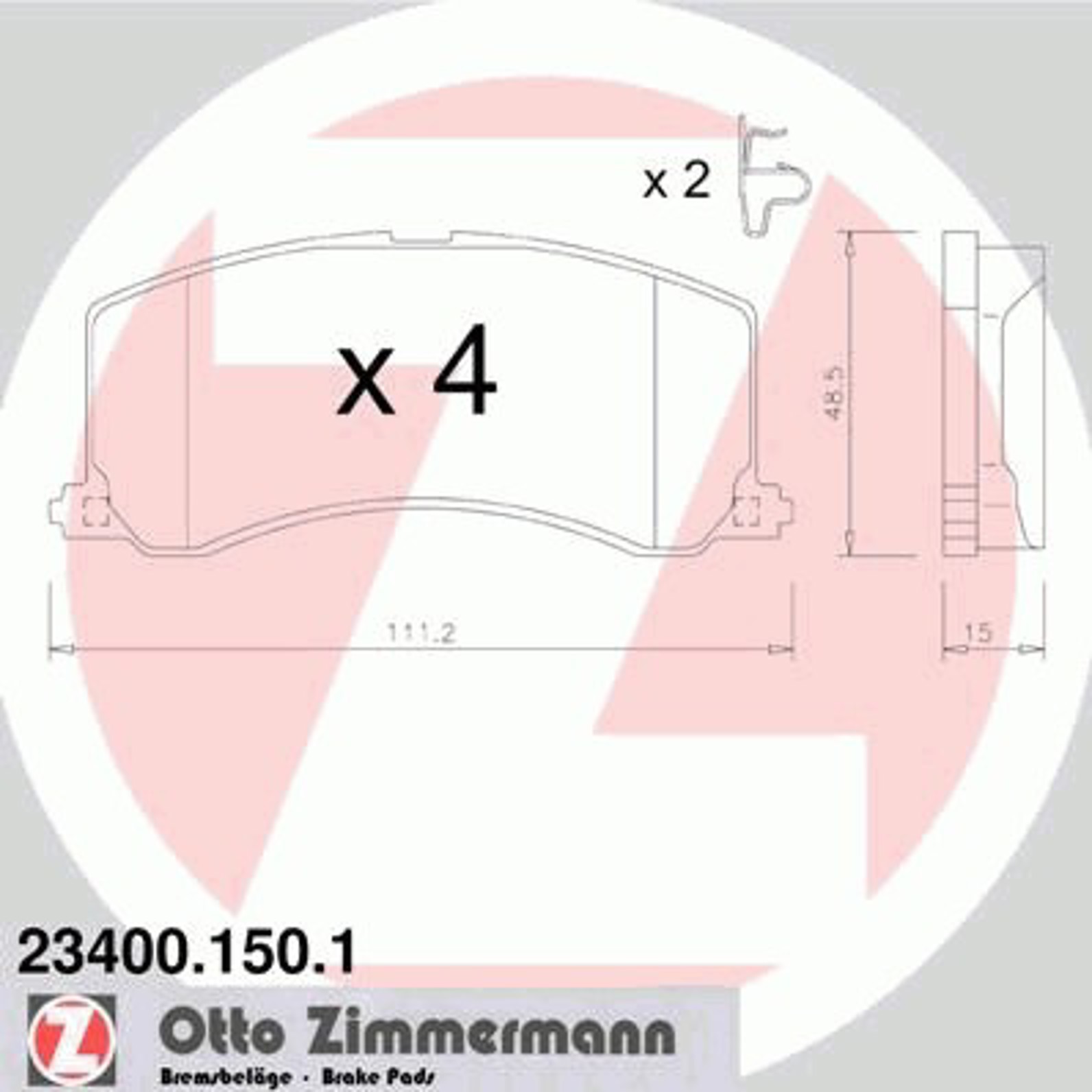 23400.150.1 ZIMMERMANN Колодки тормозные дисковые