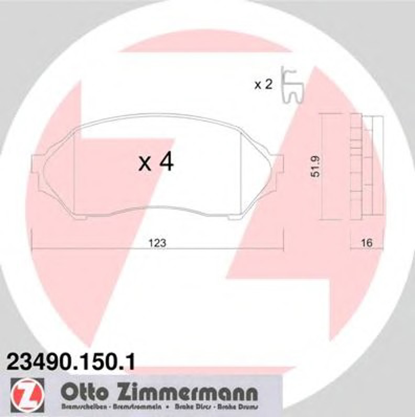 Колодки торм sbb mazda 323 1.4/1.6 98 ZIMMERMANN 23490.150.1