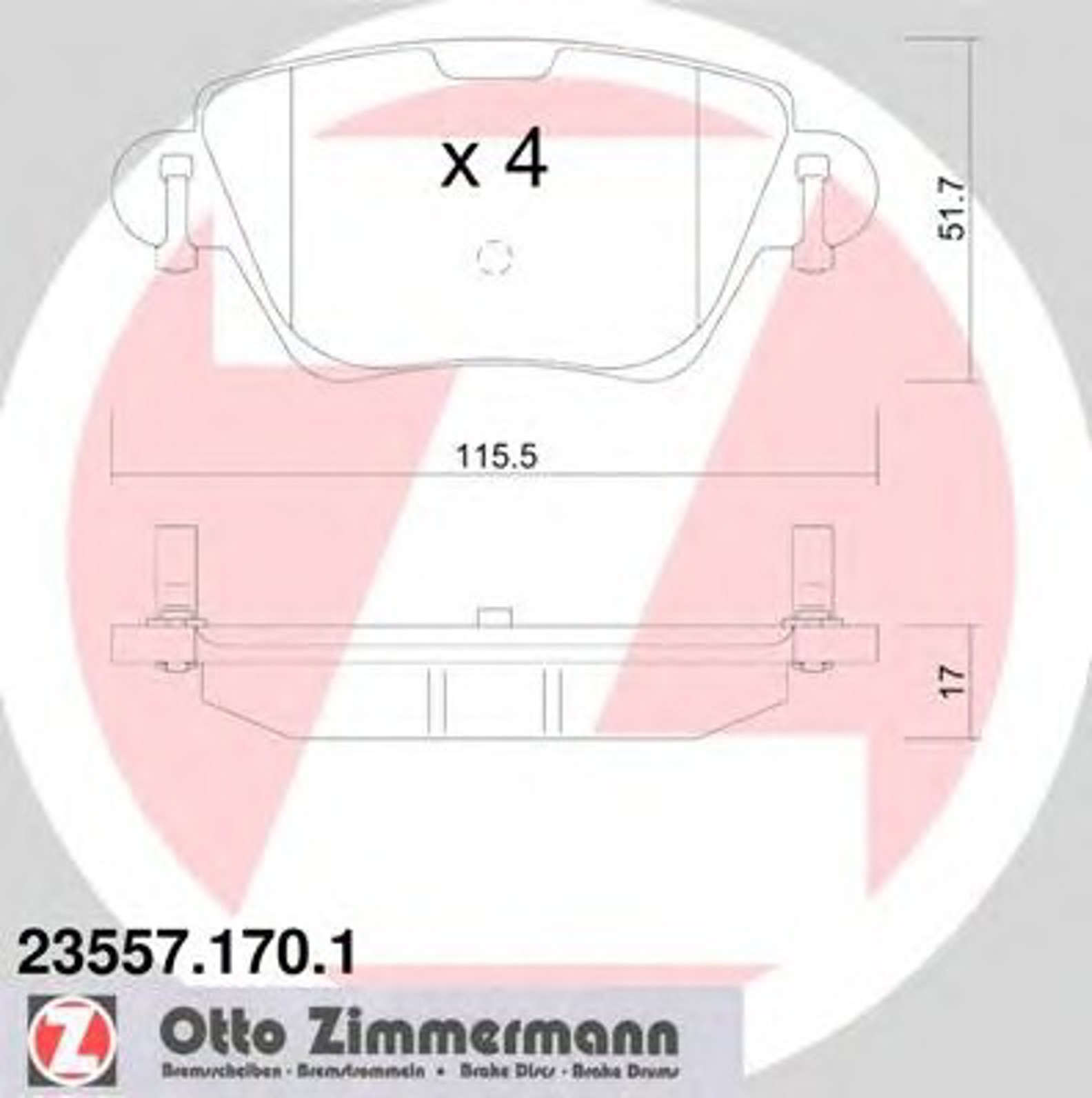 Колодки торм ford mondeo iii 18/20/25 11 зад 00- ZIMMERMANN 23557.170.1