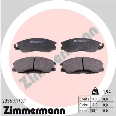 23569.170.1 ZIMMERMANN Тормозные колодки