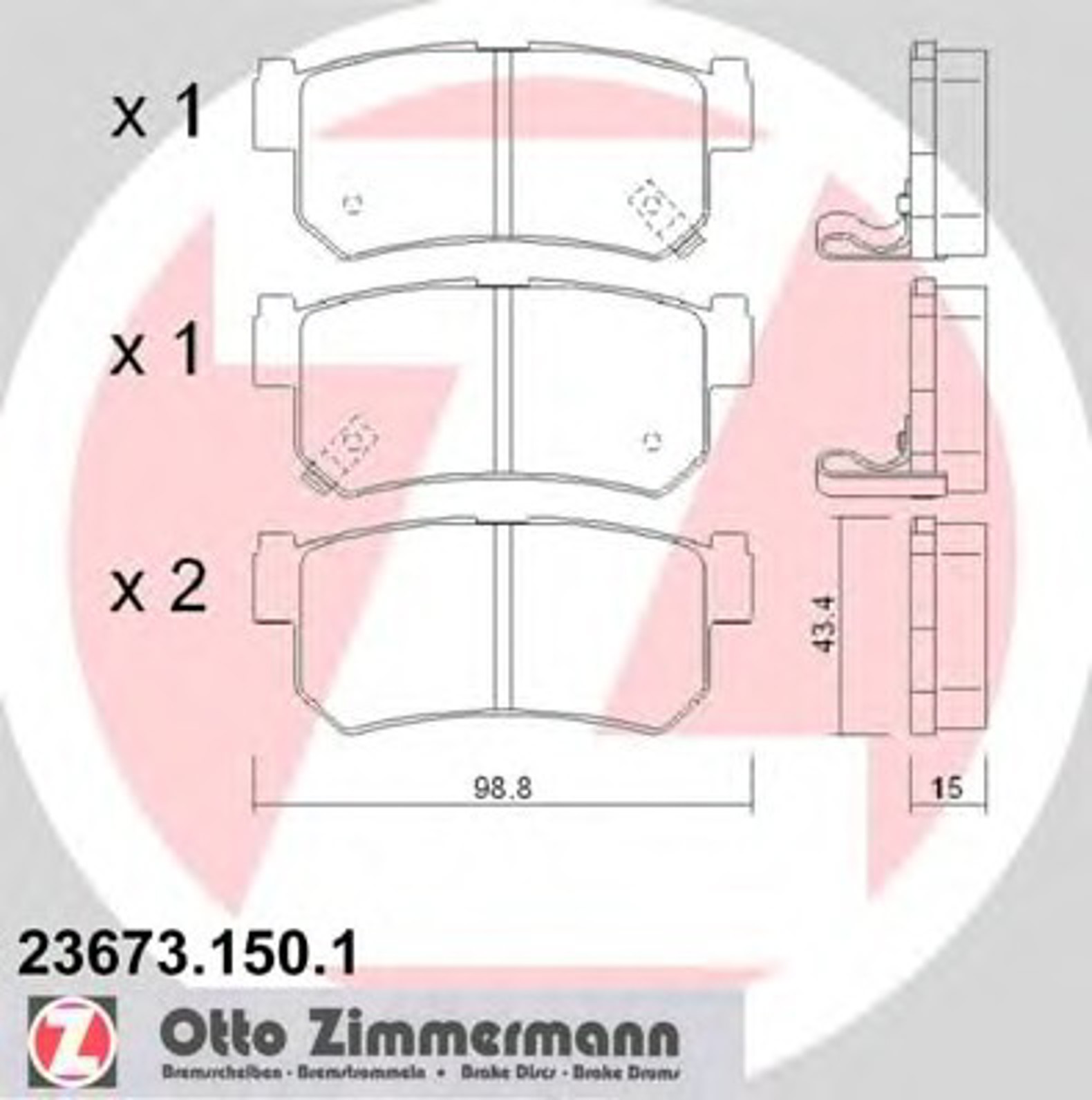 Колодки тормозные дисковые ZIMMERMANN 23673.150.1