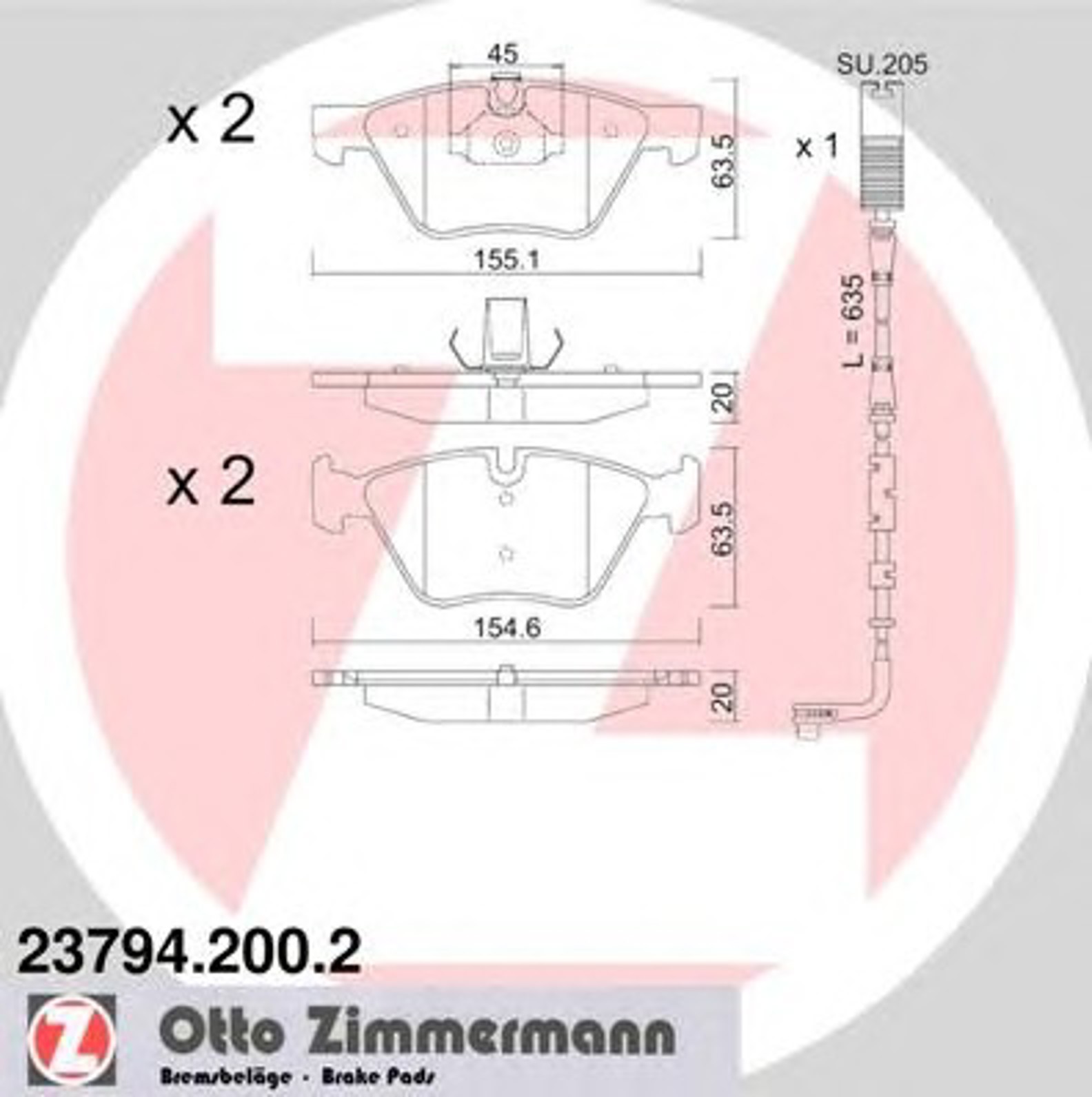 Колодки торм sbb bmw ZIMMERMANN 23794.200.2