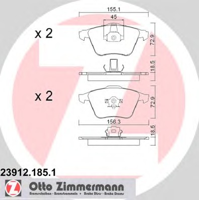 23912.185.1 ZIMMERMANN Колодки тормозные дисковые