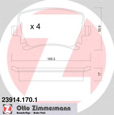 23914.170.1 ZIMMERMANN Колодки тормозные дисковые