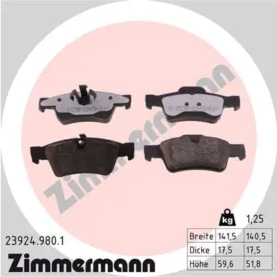 Тормозные колодки дисковые ZIMMERMANN 23924.980.1